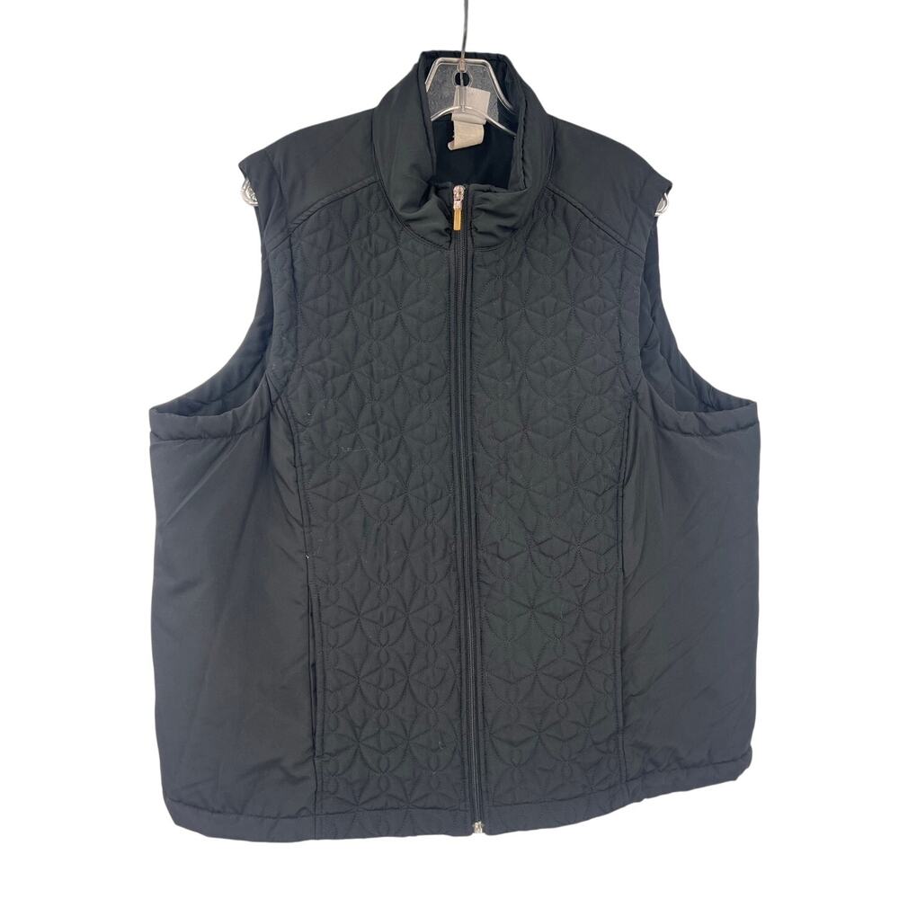 JMS 1X Black womens quilted vest cottage core medium weight warm winter Workwear